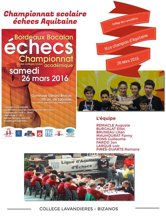 Championnat echecs scolaire 2016